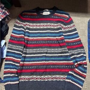 Abercrombie & Fitch Men’s Navy Multi-Stripe Fair Isle Sweater